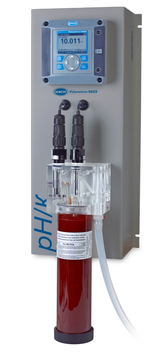 Analizator przewodności właściwej i kationowej Polymetron 9523 oraz kalkulator odczynu pH z funkcją komunikacji Hart, 100–240 V AC