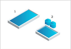 Grafika przedstawiająca trzeci etap oczyszczania w przebiegu oczyszczania ścieków — filtracja i dezynfekcja 